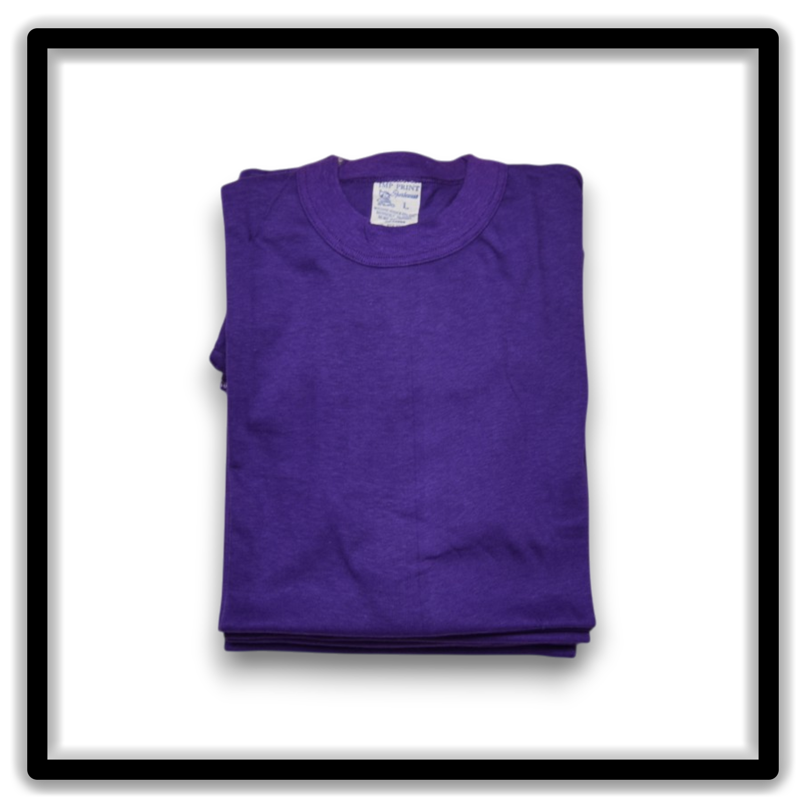 Printer's Half Dozen Purple Large vintage single-stitch blank T-shirts, folded front