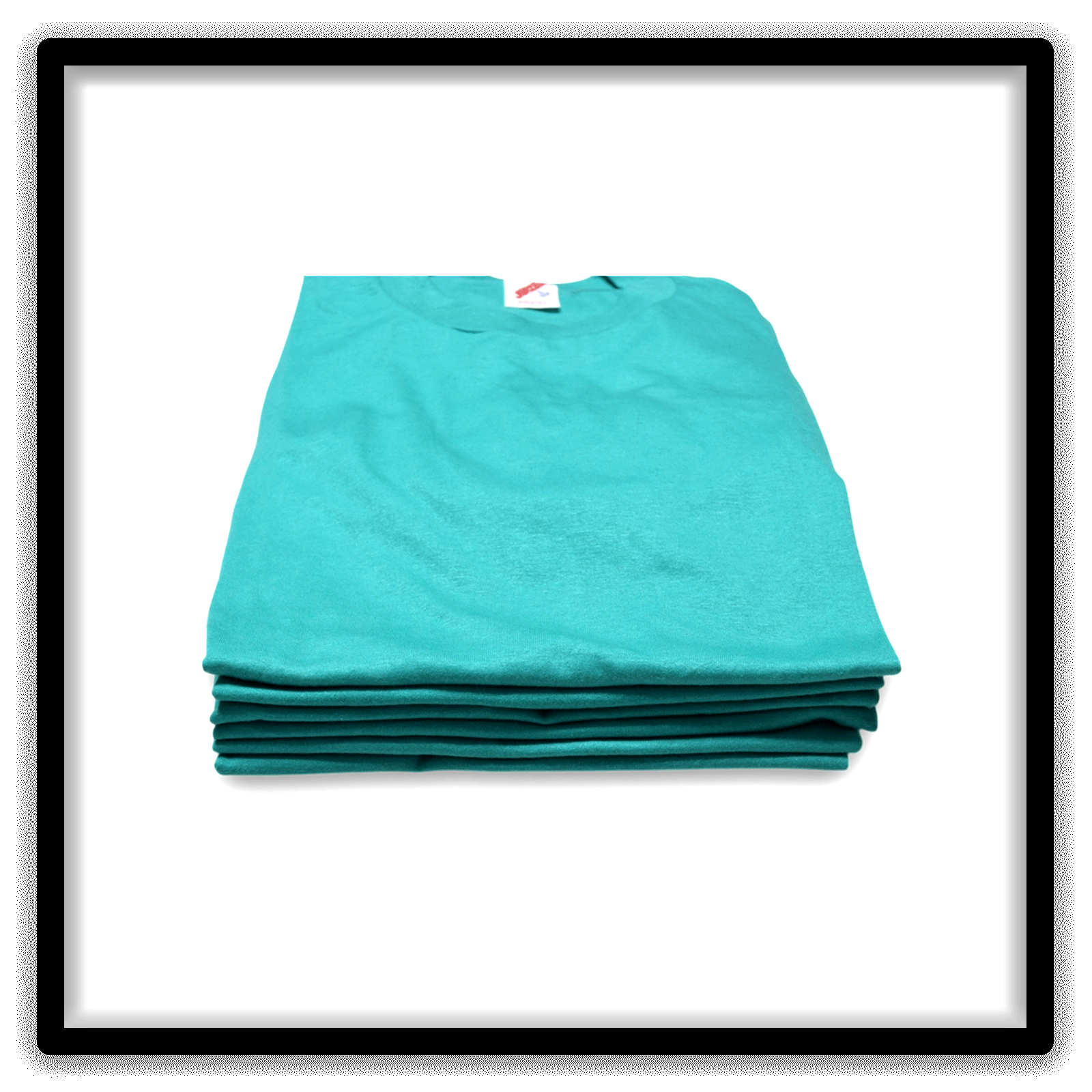 Printer's Half Dozen Teal Large vintage single-stitch blank T-shirts, stack front