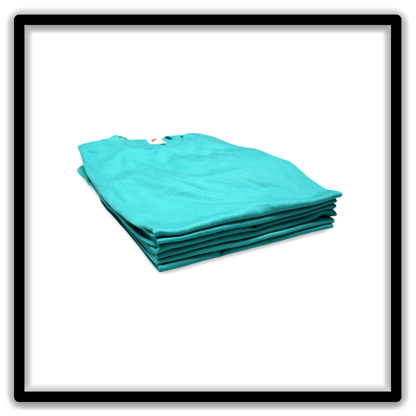 Printer's Half Dozen Teal Large vintage single-stitch blank T-shirts, stack side