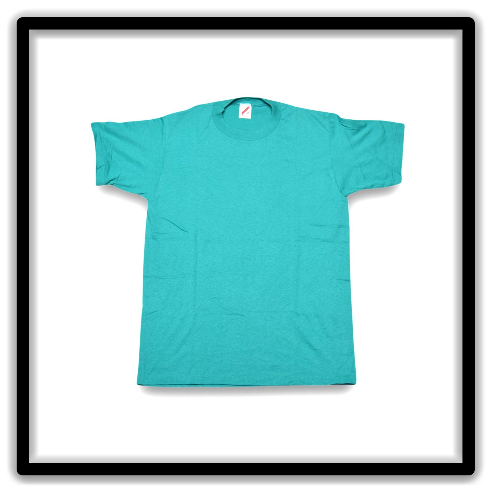 Printer's Half Dozen Teal Large vintage single-stitch blank T-shirts, full shirt front
