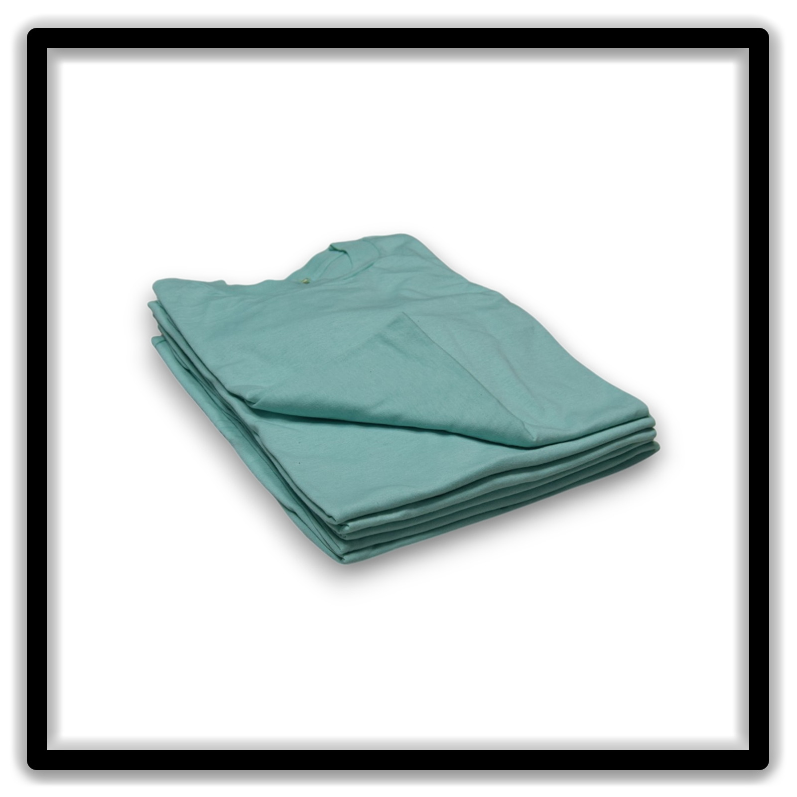 Printer's Half Dozen Teal XL vintage single-stitch blank T-shirts, stack angle