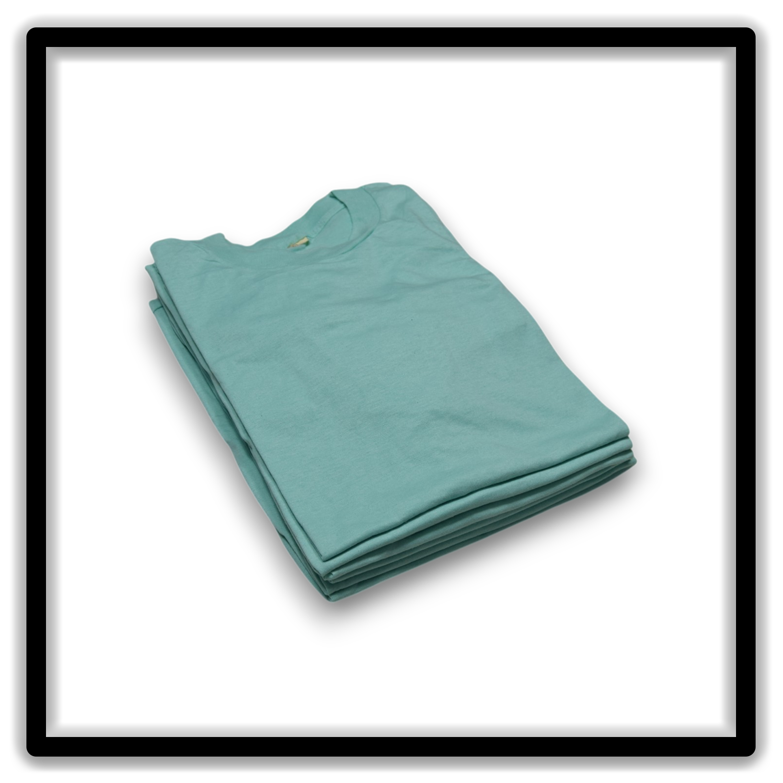 Printer's Half Dozen Teal XL vintage single-stitch blank T-shirts, stack angle vertical