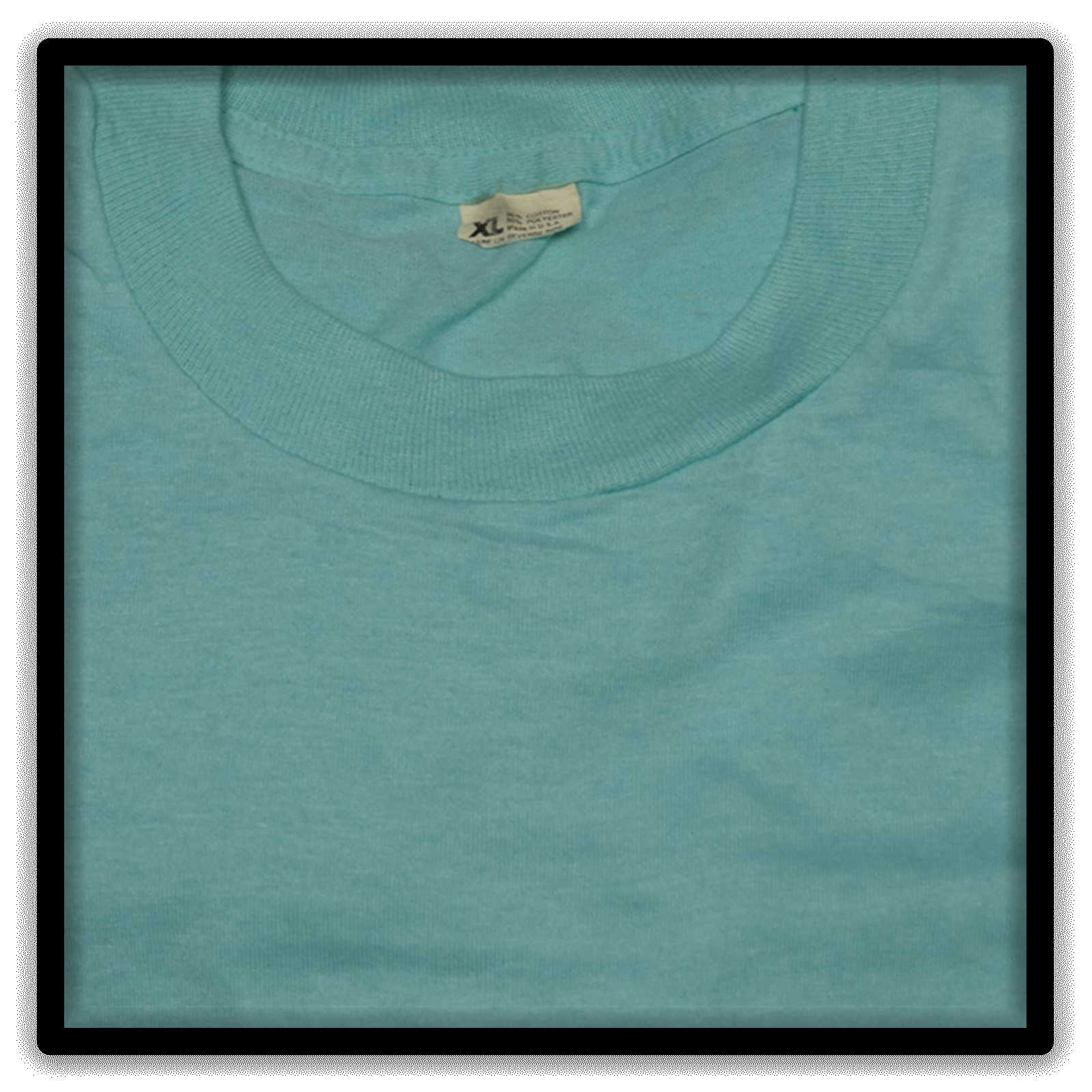Printer's Half Dozen Teal XL vintage single-stitch blank T-shirts, tag detail