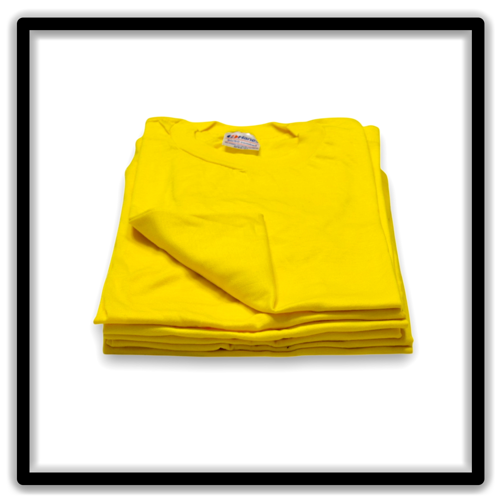 Printer's Half Dozen Yellow Medium vintage single-stitch blank T-shirts, stack front