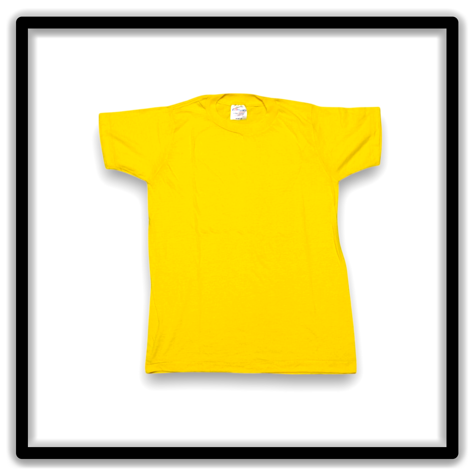 Printer's Half Dozen Yellow Medium vintage single-stitch blank T-shirts, full shirt front