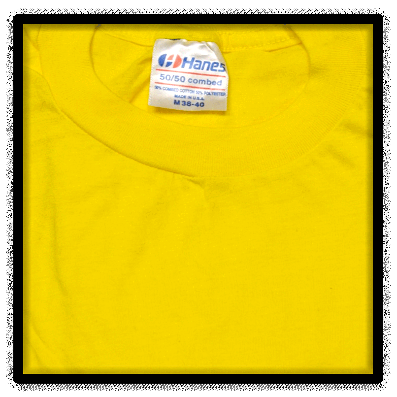 Printer's Half Dozen Yellow Medium vintage single-stitch blank T-shirts, tag detail