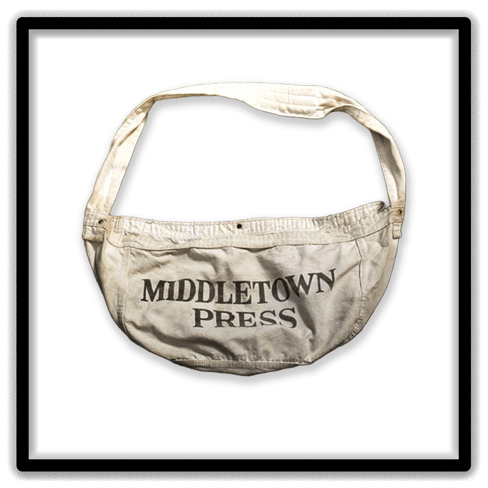 Vintage Middletown Press newspaper carrier bag shown against a clean light background.