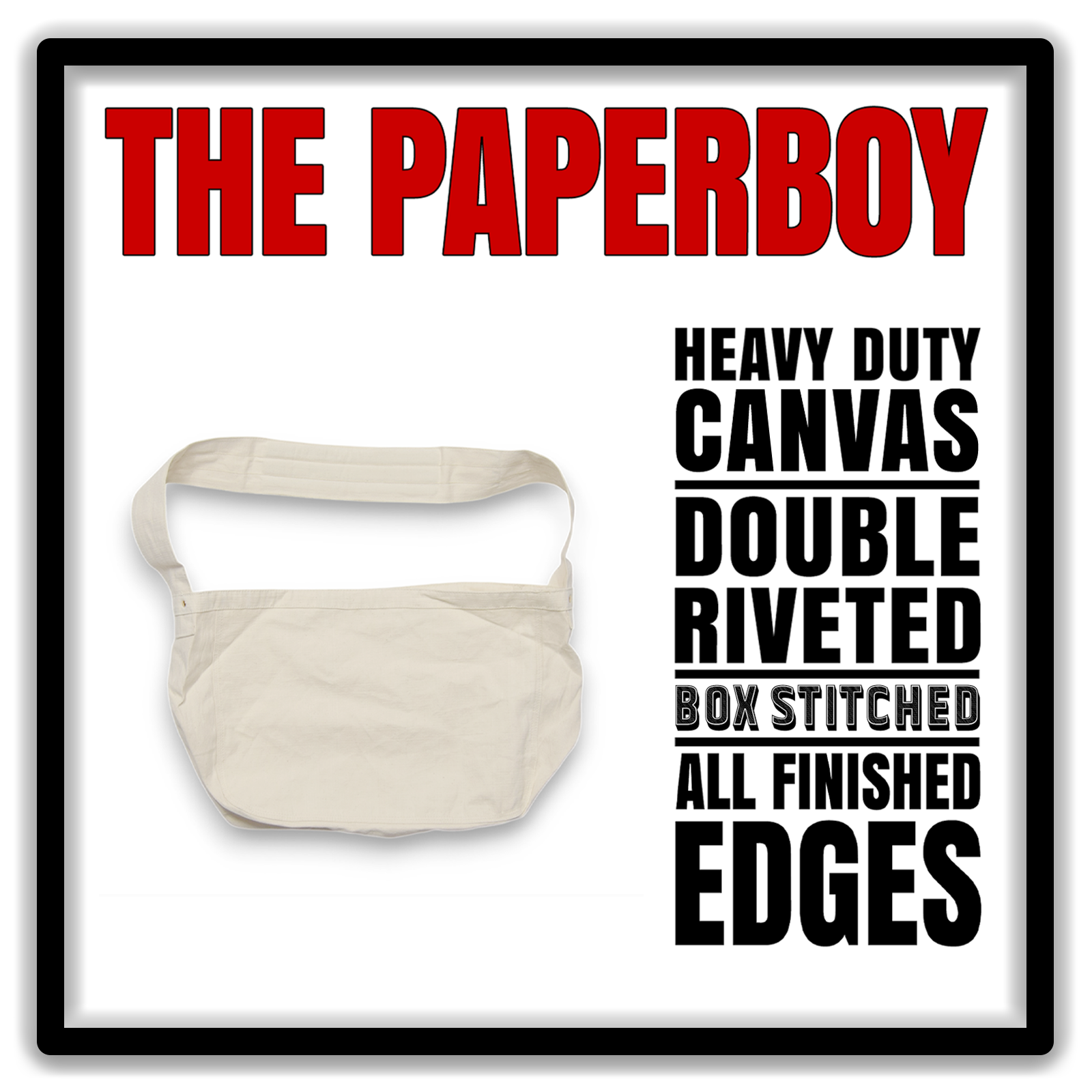 The Paperboy vintage newspaper carrier bag with padded strap, front view, image 2