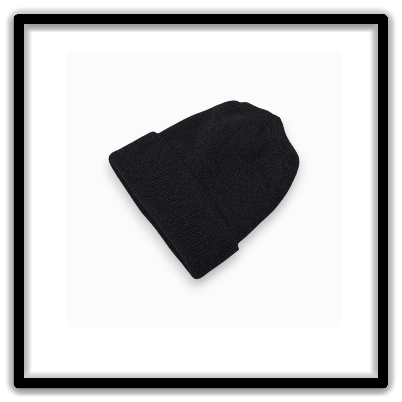 Black vintage watch cap folded cuff angled view
