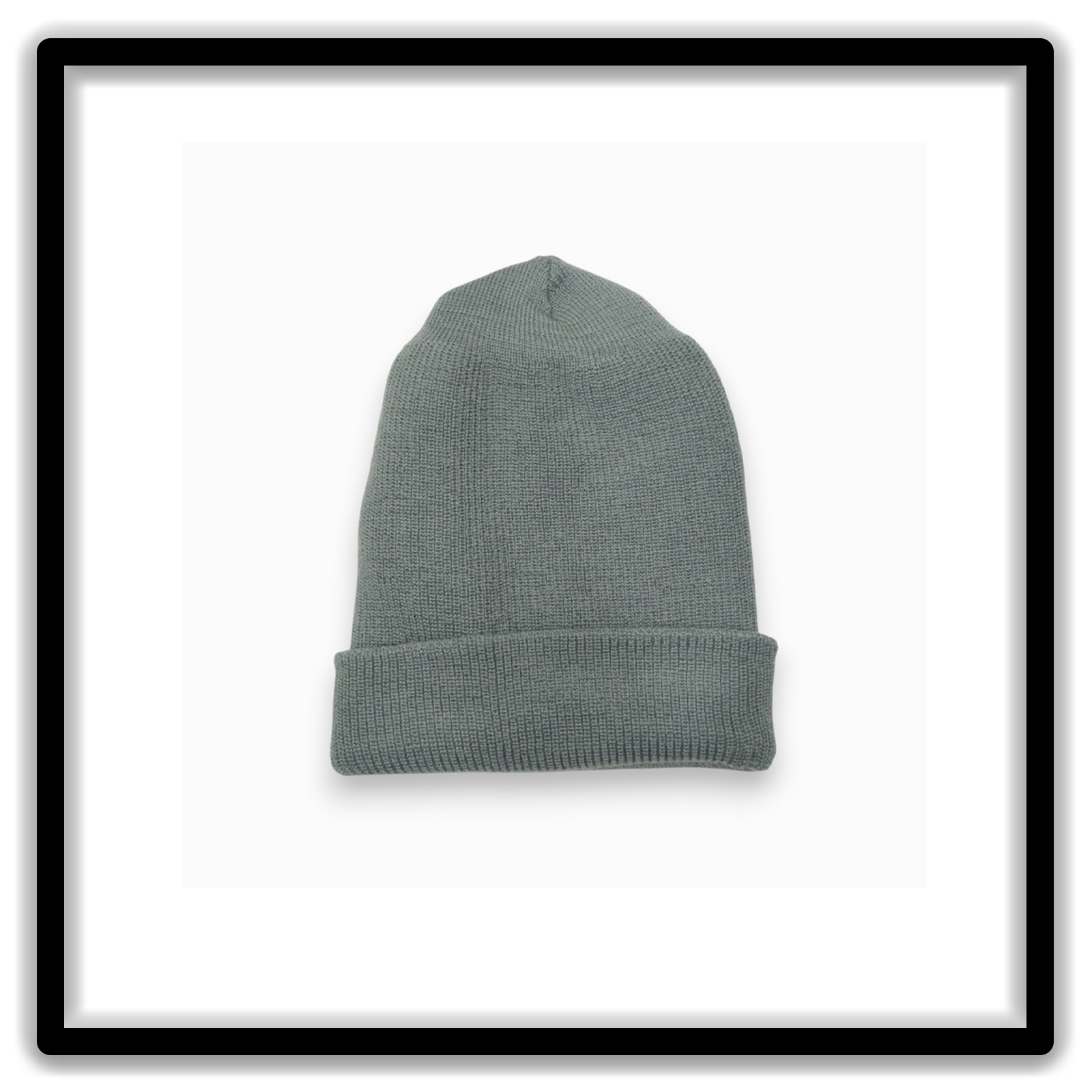 Dark teal vintage watch cap front cuffed view