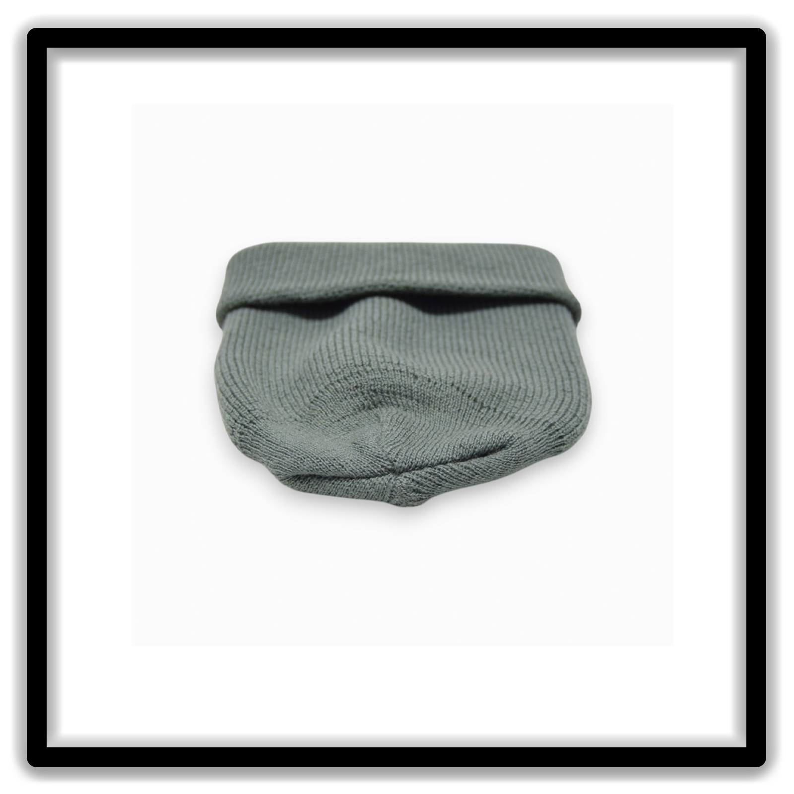 Dark teal vintage watch cap cuffed front view
