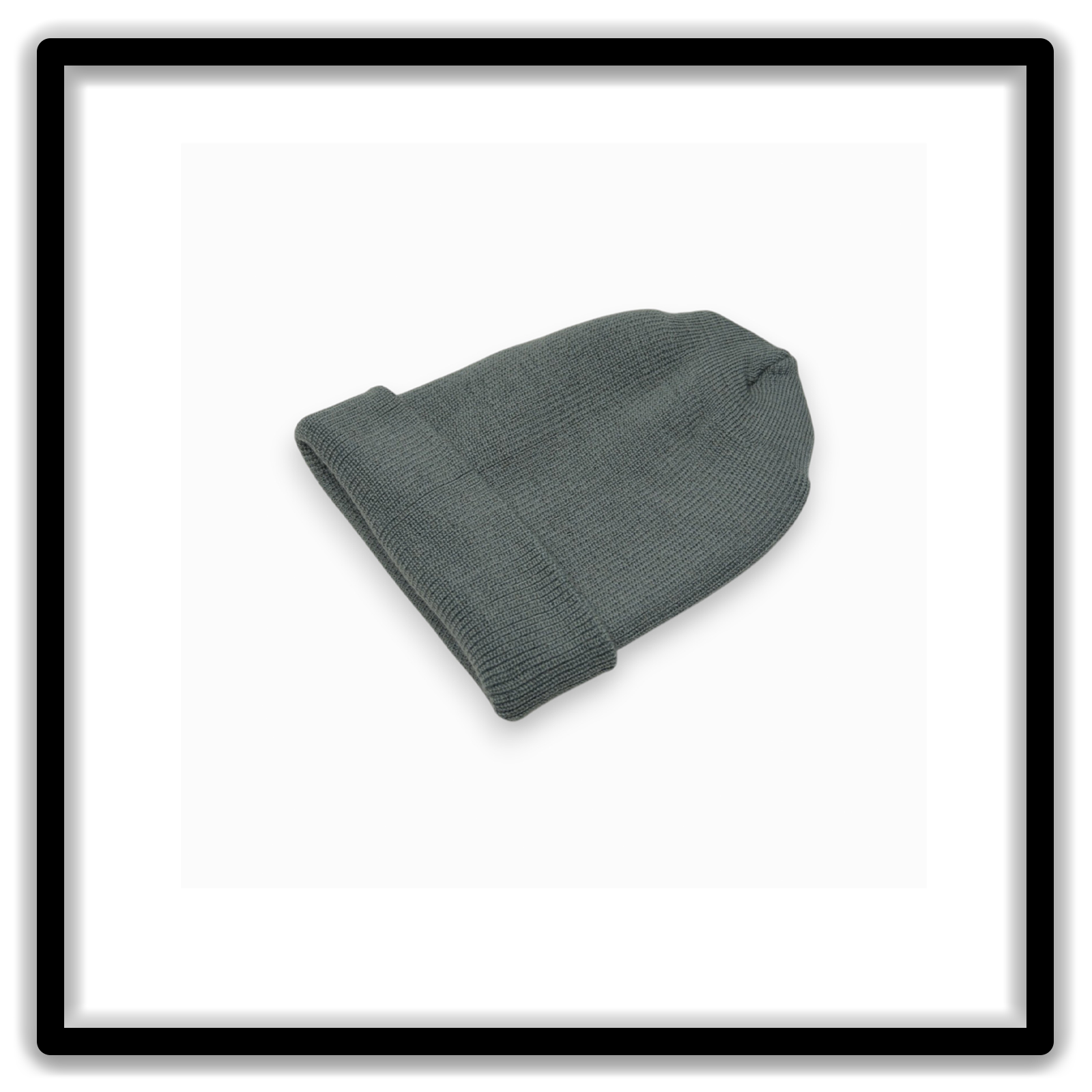 Dark teal vintage watch cap interior side view