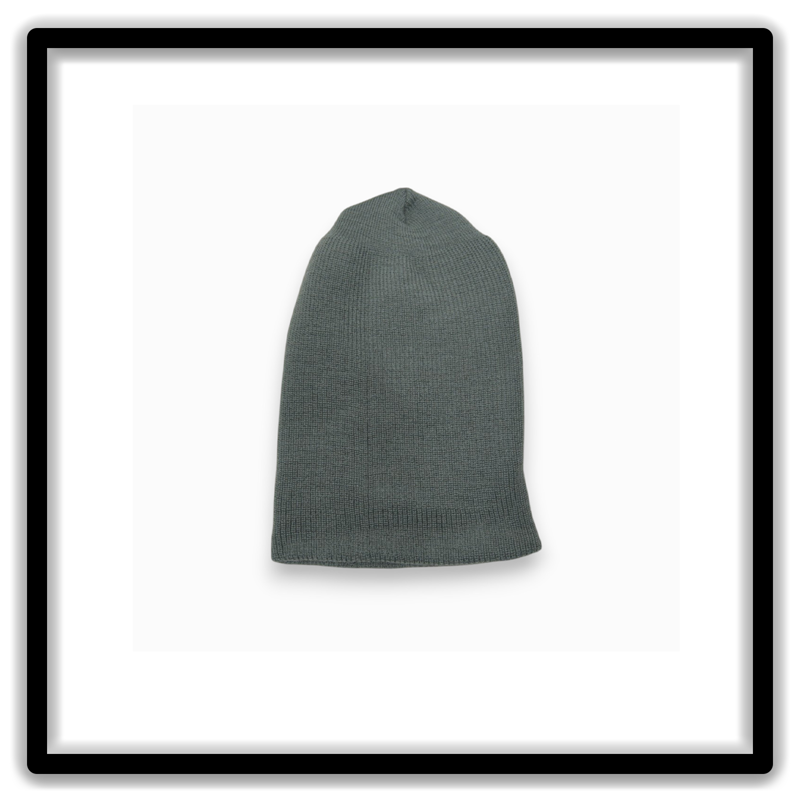 Dark teal vintage watch cap uncuffed angled view