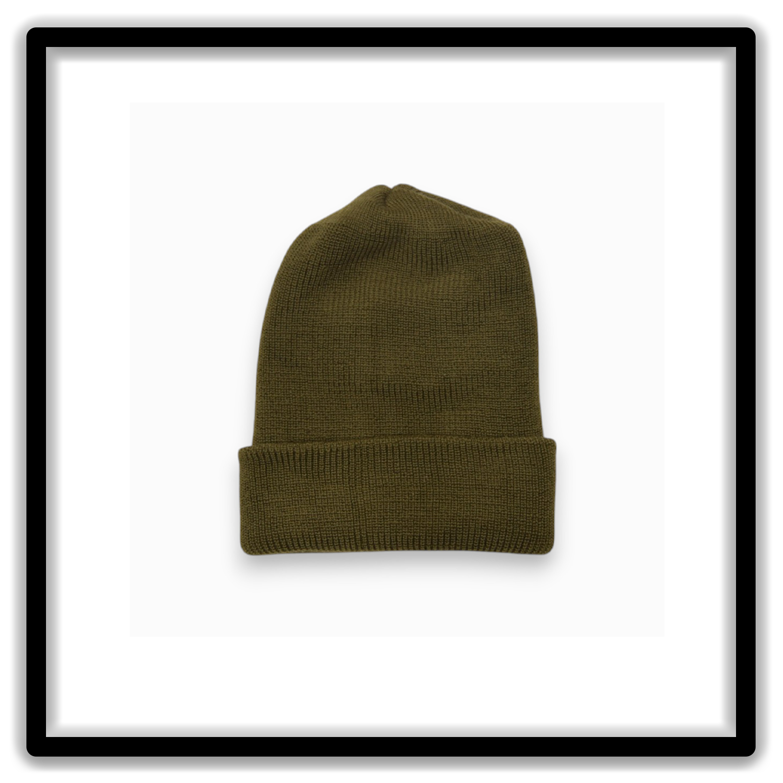 OD green vintage watch cap front cuffed view
