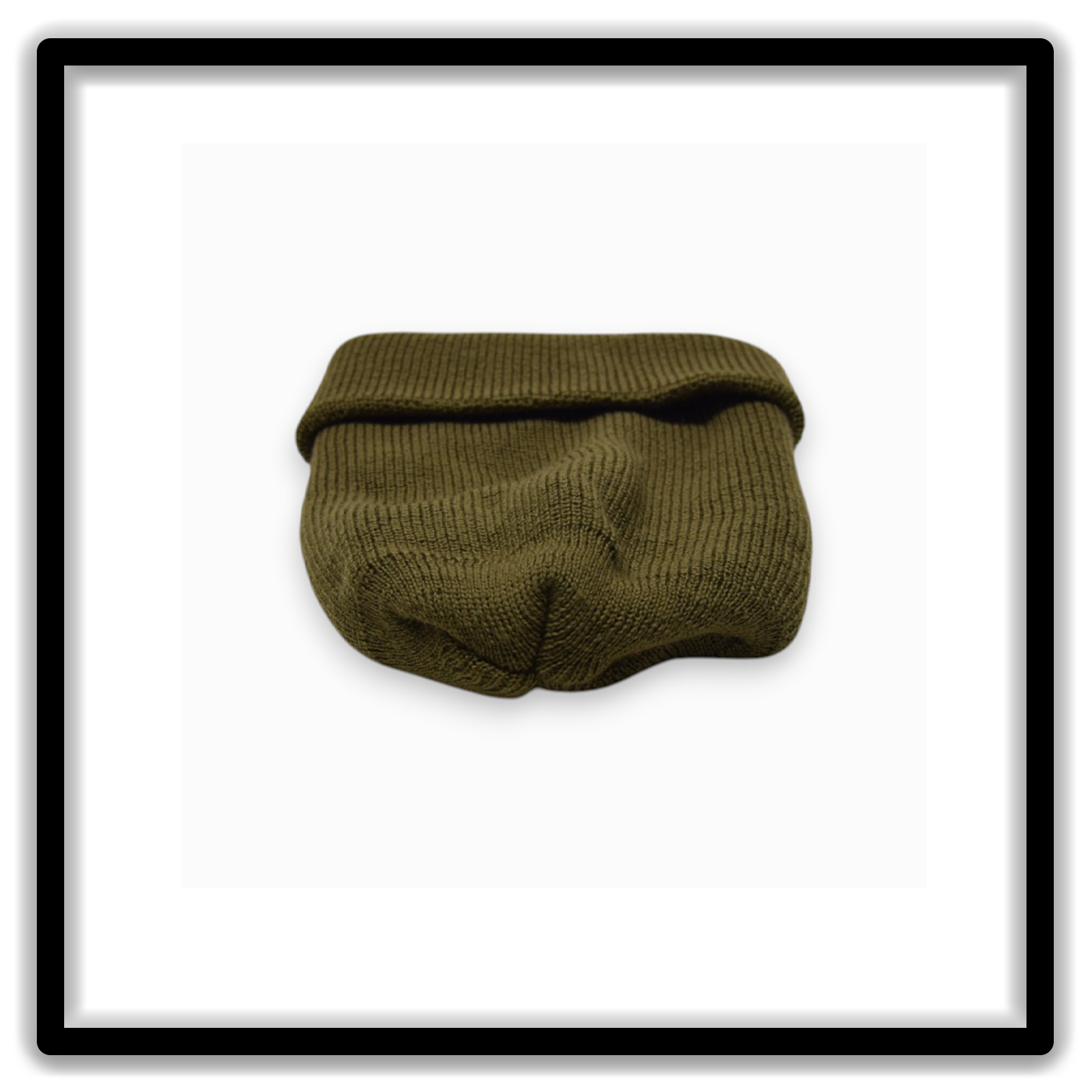 OD green vintage watch cap cuffed front view