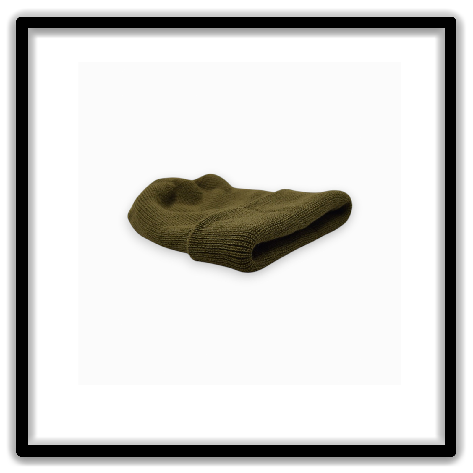 OD green vintage watch cap interior top view