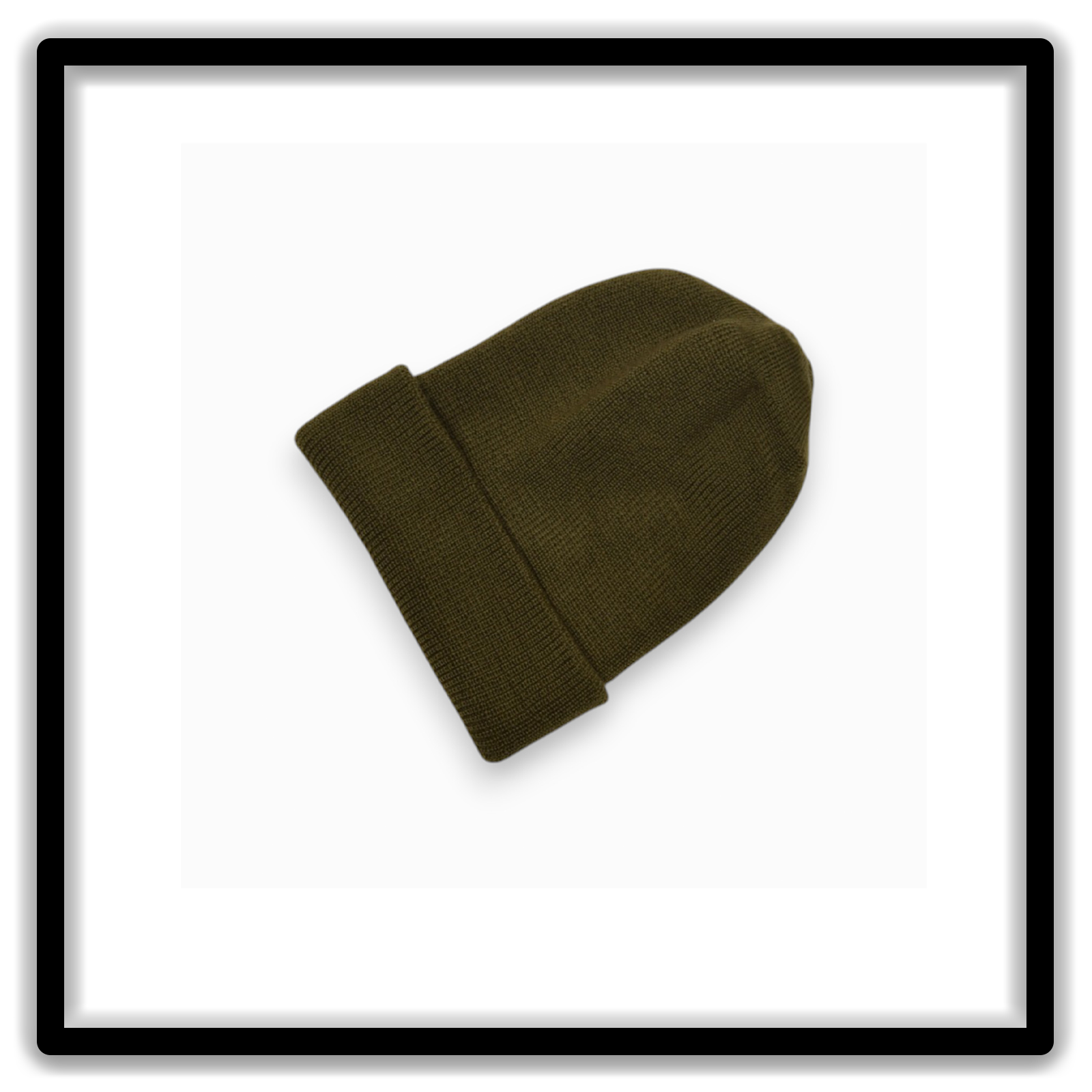 OD green vintage watch cap interior side view